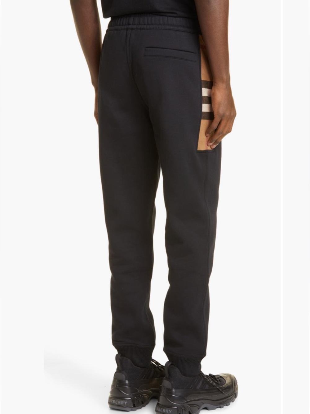 Burberry Check Panel Cotton Blend Joggers Size Small